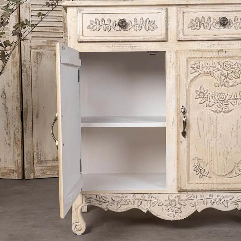 Buffet Bahut 3 Portes Noir et Or avec Dispositif Anti-Basculement