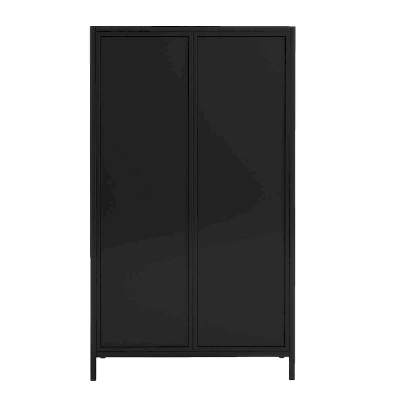Meuble haut en métal de 120,9 cm avec portes en verre, plateau rabattable et 4 étagères ouvertes