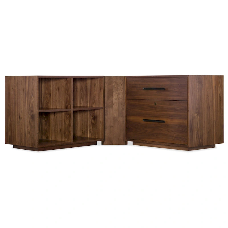 Meuble de bureau de style artisanal de 32 po avec tiroir classeur verrouillable et placage de noyer