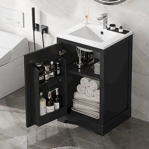 Meuble-lavabo de salle de bain 20 po avec évier en céramique et porte à fermeture amortie