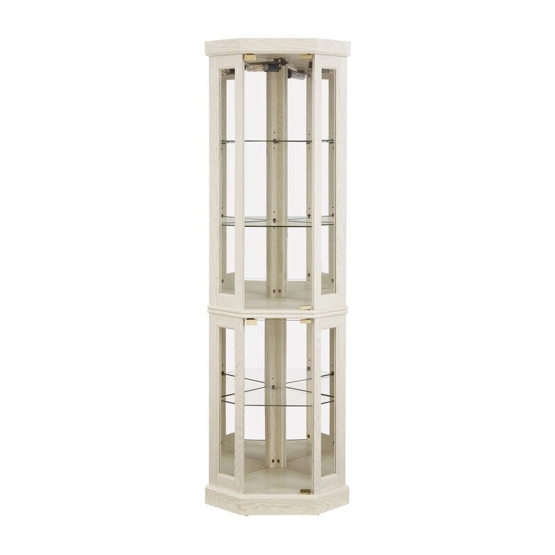 Vitrine d'angle avec éclairage intégré pour objets de collection et verrerie