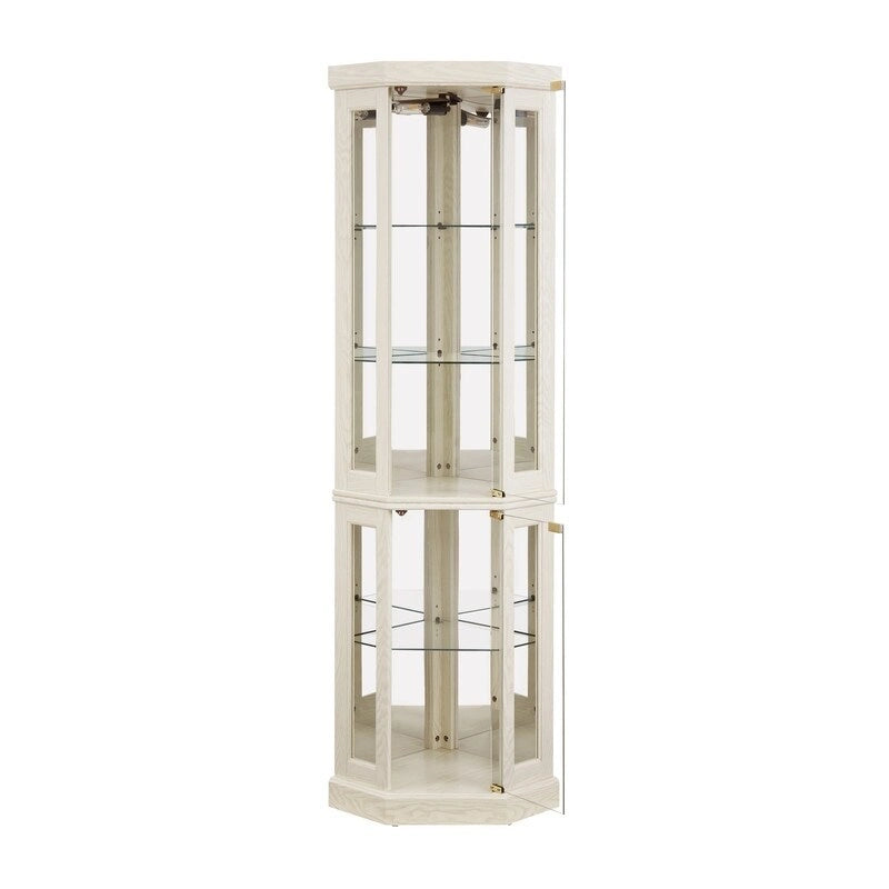 Vitrine d'angle avec éclairage intégré pour objets de collection et verrerie