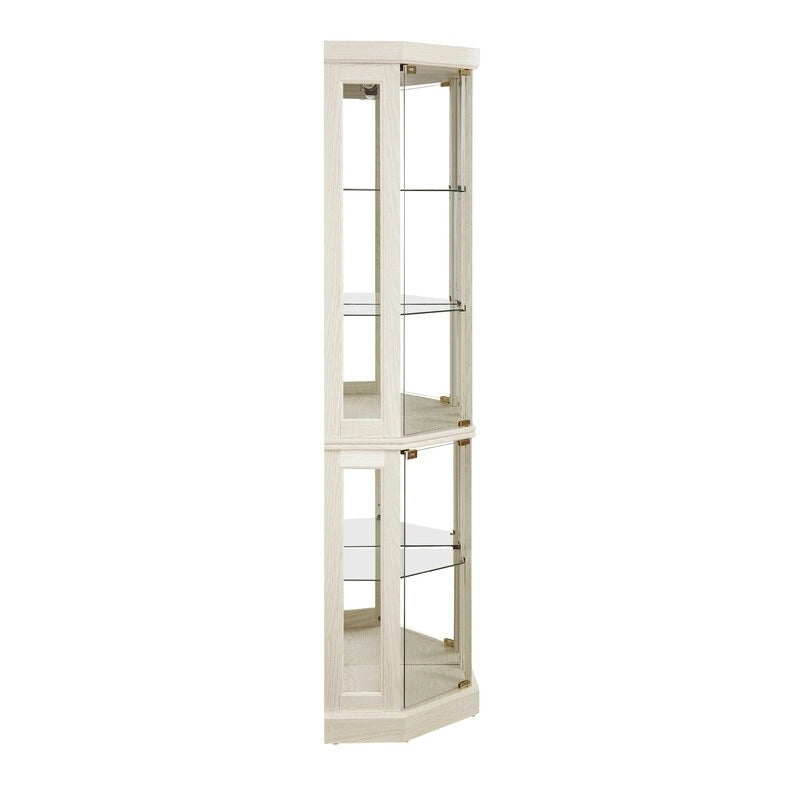 Vitrine d'angle avec éclairage intégré pour objets de collection et verrerie