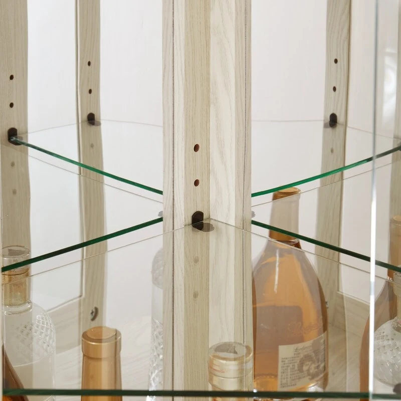 Vitrine d'angle avec éclairage intégré pour objets de collection et verrerie