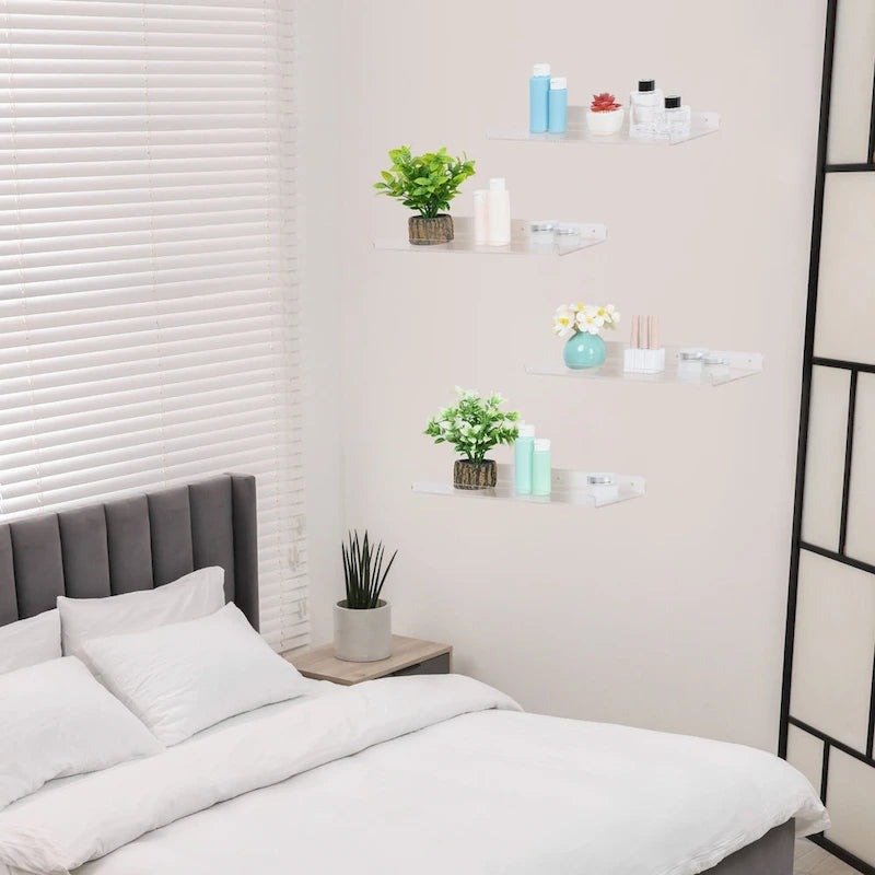 Étagères murales flottantes en acrylique transparent pour salle de bain, chambre et salon