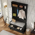 Meuble d'entrée avec banc, rangement à chaussures, coussin et compartiment supérieur — 87,1 cm L × 174 cm H