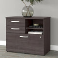 Meuble de rangement de bureau avec tiroir classeur verrouillable et étagères ouvertes — 76 cm l.