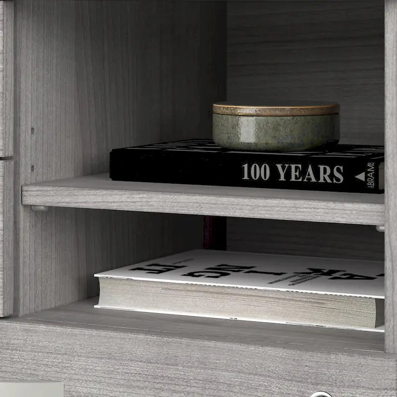 Meuble de rangement de bureau avec tiroir classeur verrouillable et étagères ouvertes — 76 cm l.