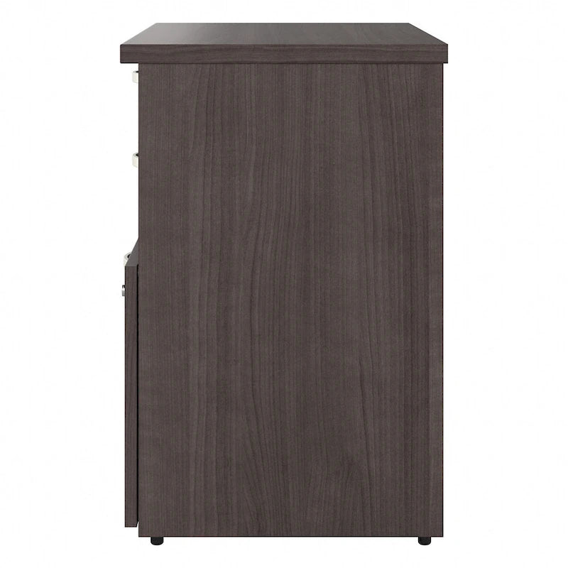 Meuble de rangement de bureau avec tiroir classeur verrouillable et étagères ouvertes — 76 cm l.