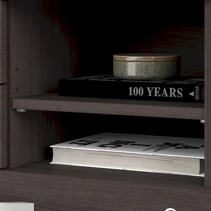 Meuble de rangement de bureau avec tiroir classeur verrouillable et étagères ouvertes — 76 cm l.