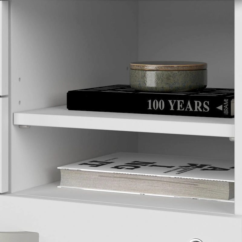 Meuble de rangement de bureau avec tiroir classeur verrouillable et étagères ouvertes — 76 cm l.