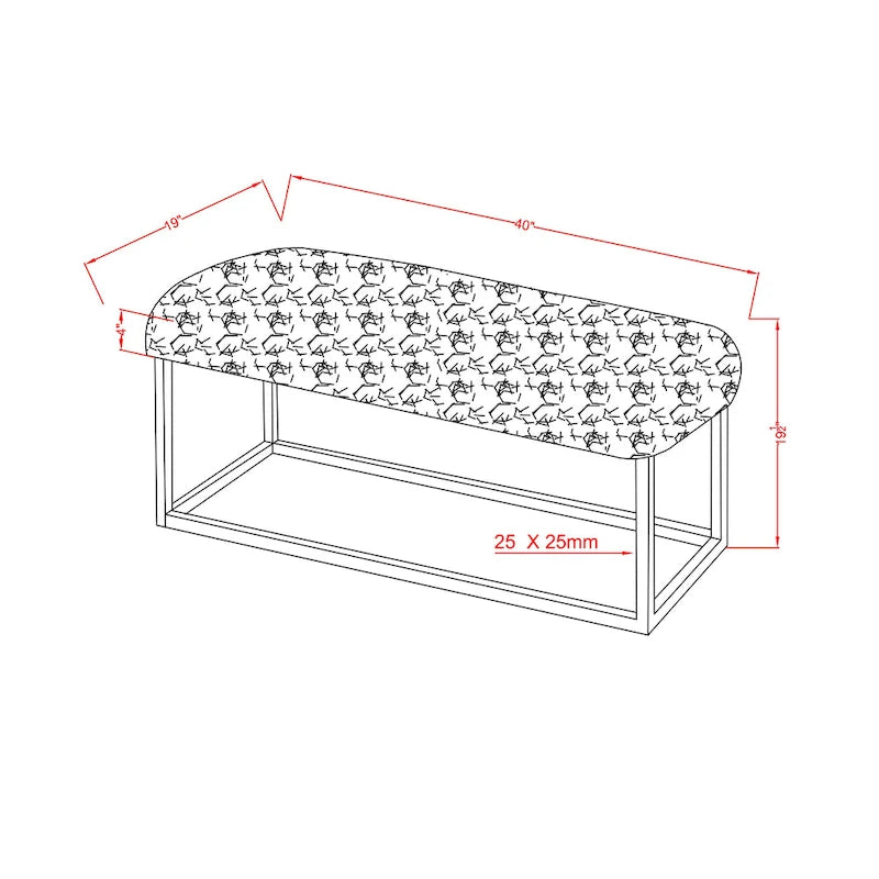 Banc contemporain de 102 cm en fausse fourrure avec pieds en métal chromé