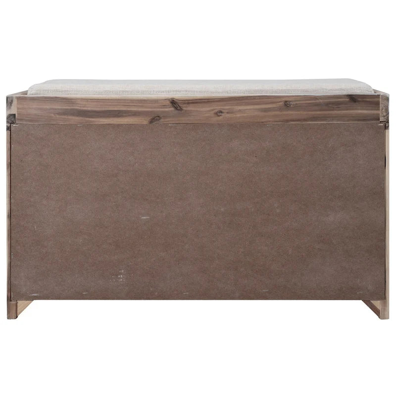 Banc de rangement avec 2 tiroirs, panier amovible et coussin en lin