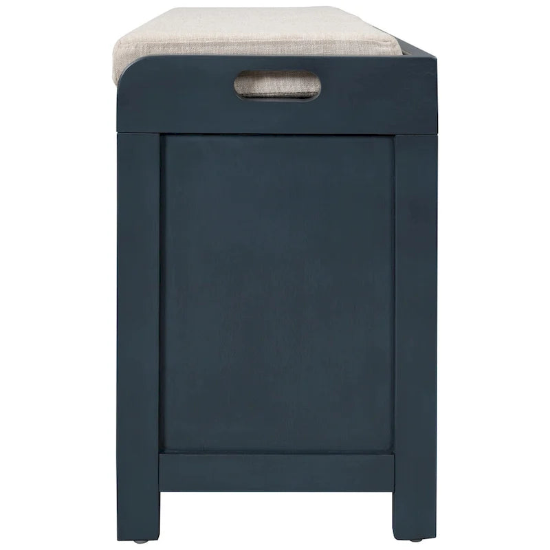Banc de rangement avec 2 tiroirs, panier amovible et coussin en lin