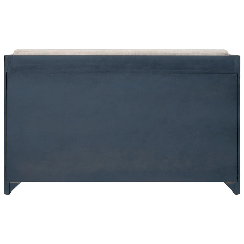 Banc de rangement avec 2 tiroirs, panier amovible et coussin en lin