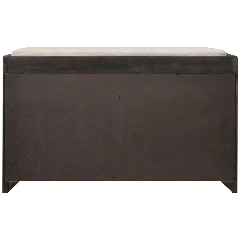 Banc de rangement avec 2 tiroirs, panier amovible et coussin en lin
