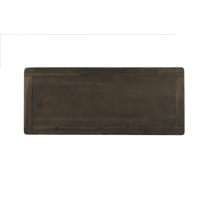 Meuble de rangement rustique en bois d'acacia vieilli avec 4 paniers flottants en rotin