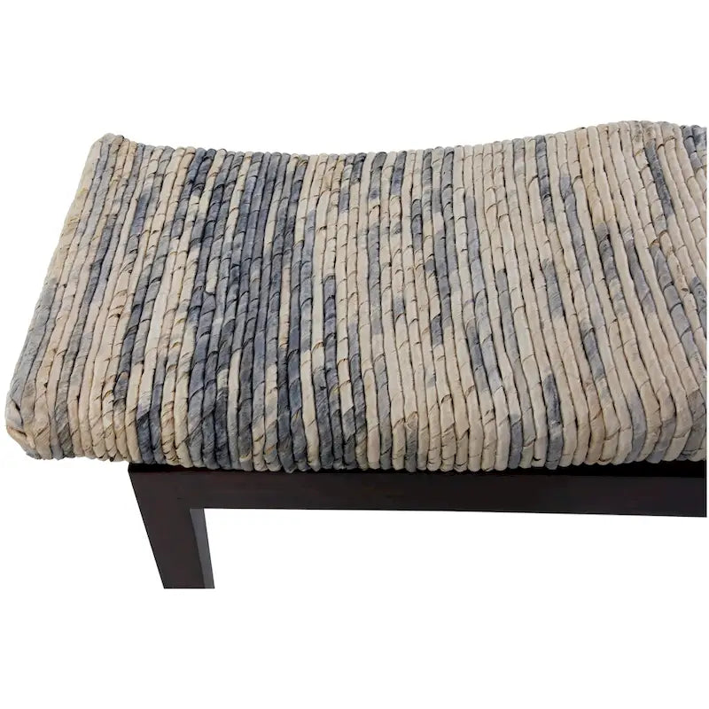 Banc tressé à la main en fibre de bananier avec coussin — Marron, 119 cm L