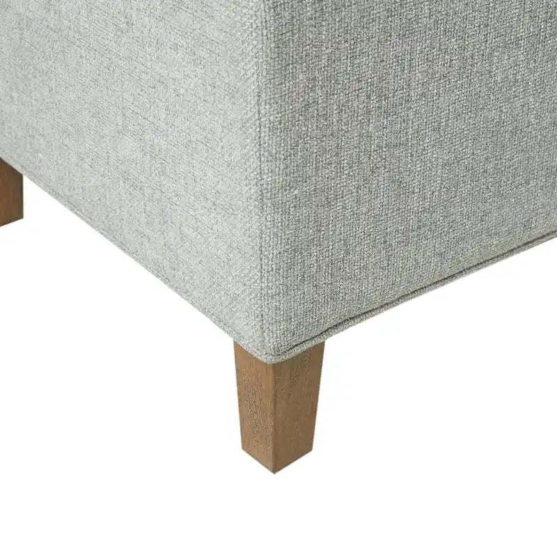 Banc de rangement d'appoint bleu à fermeture douce avec finition en bois recyclé et pieds en bois massif