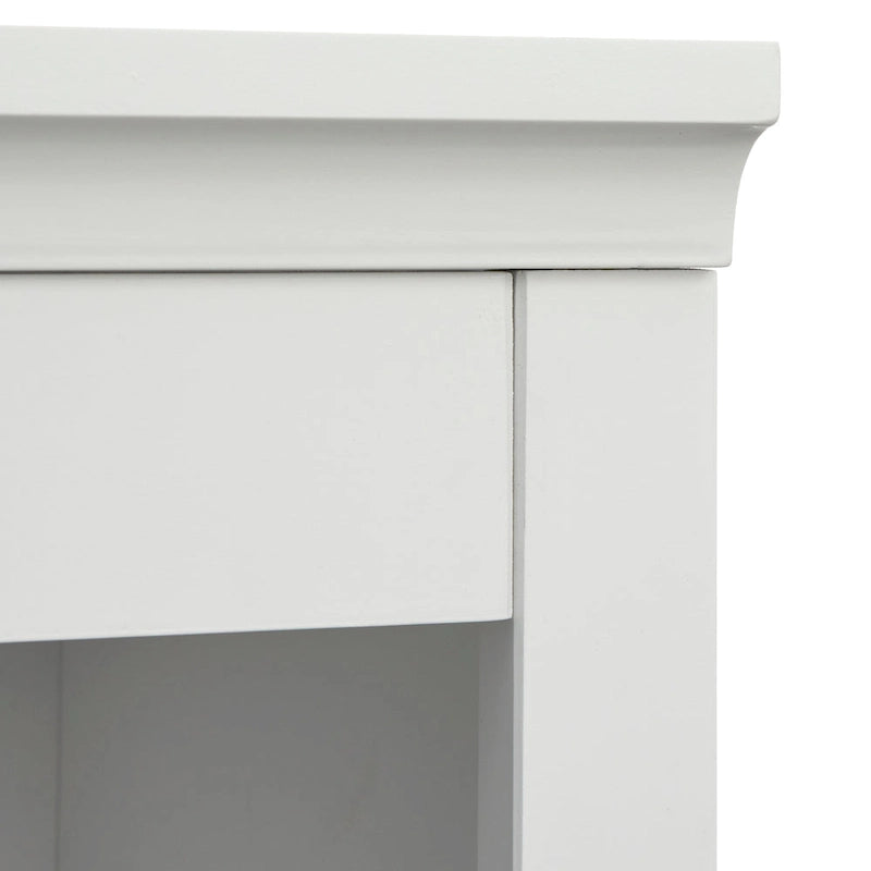 Buffet vaisselier 2 pièces style ferme moderne avec plateau en faux marbre et quincaillerie en laiton