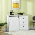 Meuble de bar à café de style rustique avec porte coulissante de grange et 3 tiroirs — Gris foncé