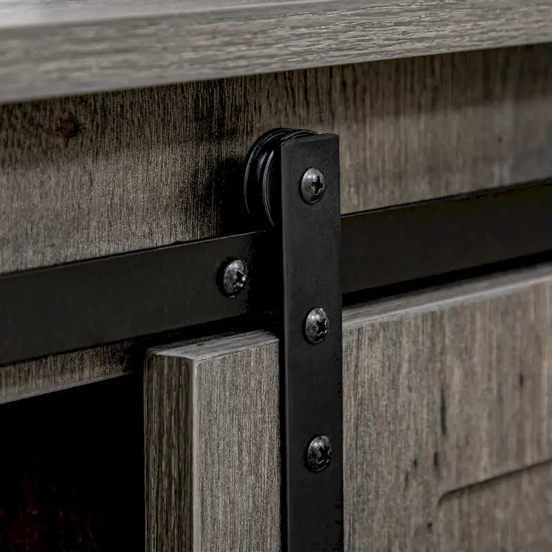 Meuble de bar à café de style rustique avec porte coulissante de grange et 3 tiroirs — Gris foncé