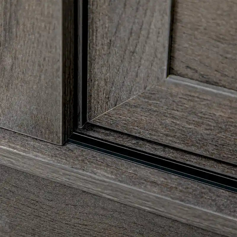 Meuble de bar à café de style rustique avec porte coulissante de grange et 3 tiroirs — Gris foncé