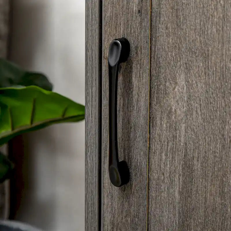 Meuble de bar à café de style rustique avec porte coulissante de grange et 3 tiroirs — Gris foncé