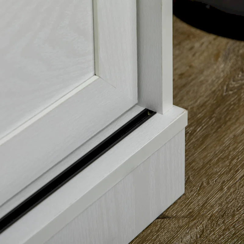 Meuble de bar à café de style rustique avec porte coulissante de grange et 3 tiroirs — Gris foncé