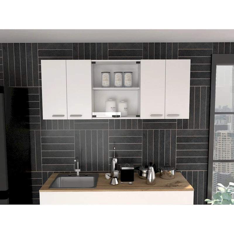Meuble mural avec 2 portes pleines et 1 porte vitrée en wengé noir — Certifié CARB