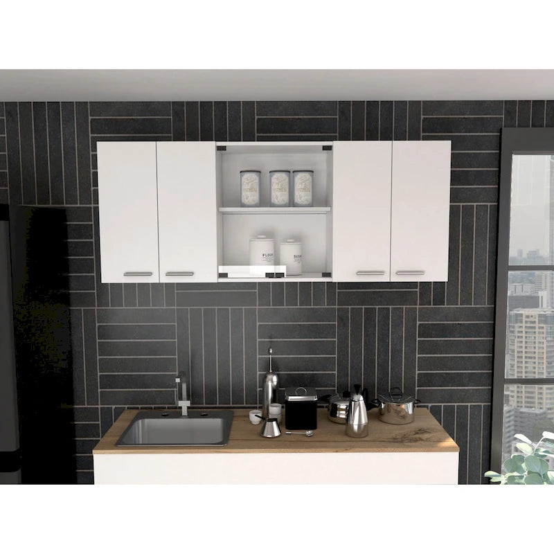 Meuble mural avec 2 portes pleines et 1 porte vitrée en wengé noir — Certifié CARB