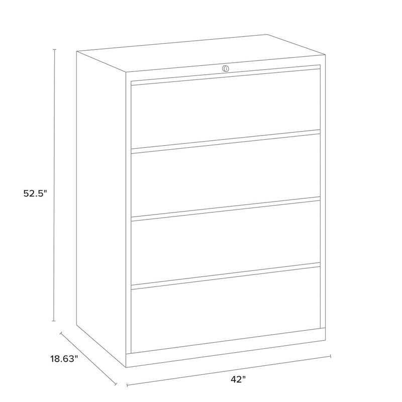 Classeur latéral à 4 tiroirs de 106,7 cm de large en gris clair — Certifié Greenguard Gold