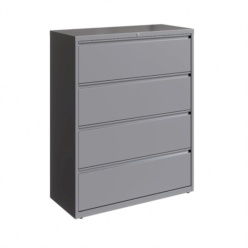 Classeur latéral à 4 tiroirs de 106,7 cm de large en gris clair — Certifié Greenguard Gold
