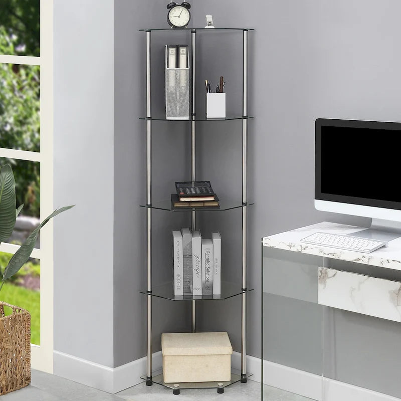 Convenience Concepts Designs2Go Classic Glass 5 Tier Corner Tower