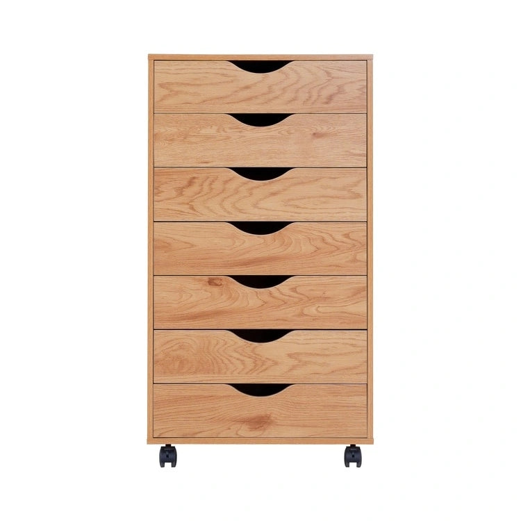 Meuble de classement mobile en bois à 7 tiroirs avec roulettes fluides