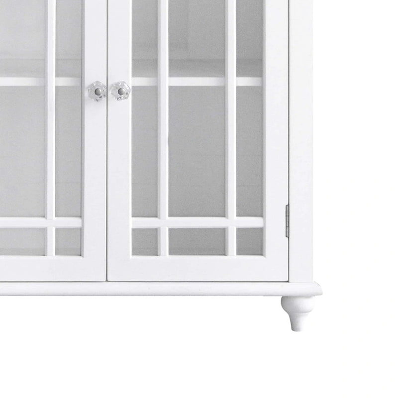 Meuble d'appoint autonome à 2 portes avec portes vitrées et étagère réglable