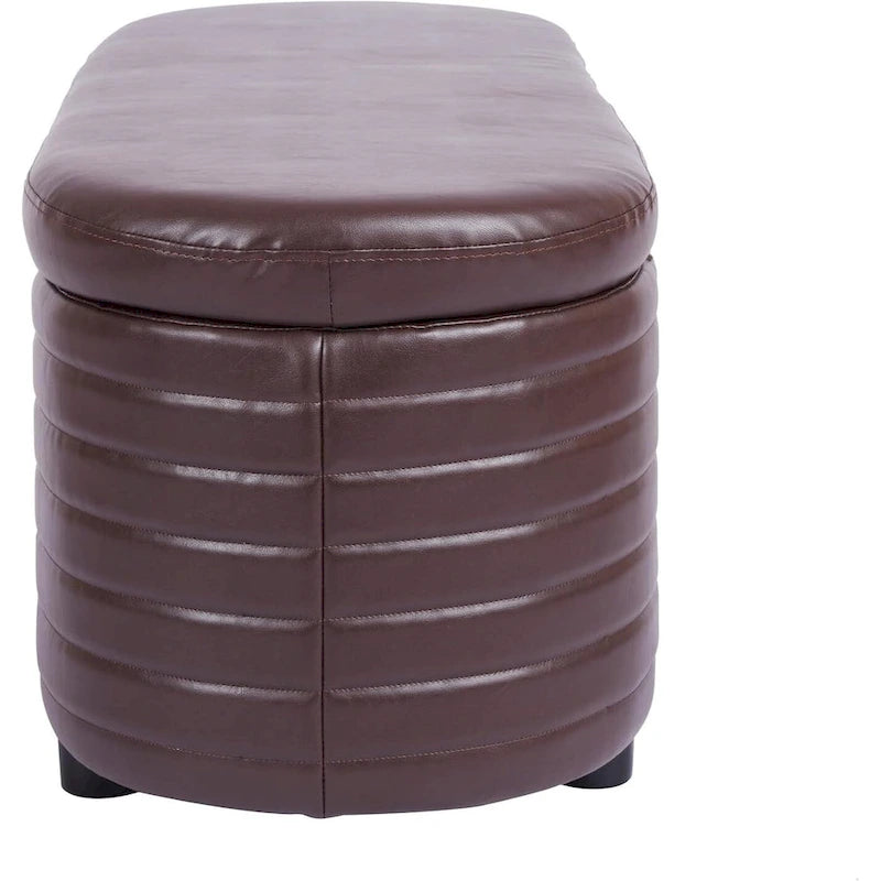 Banc de rangement en cuir PU avec pieds en bois massif pour chambre et salon