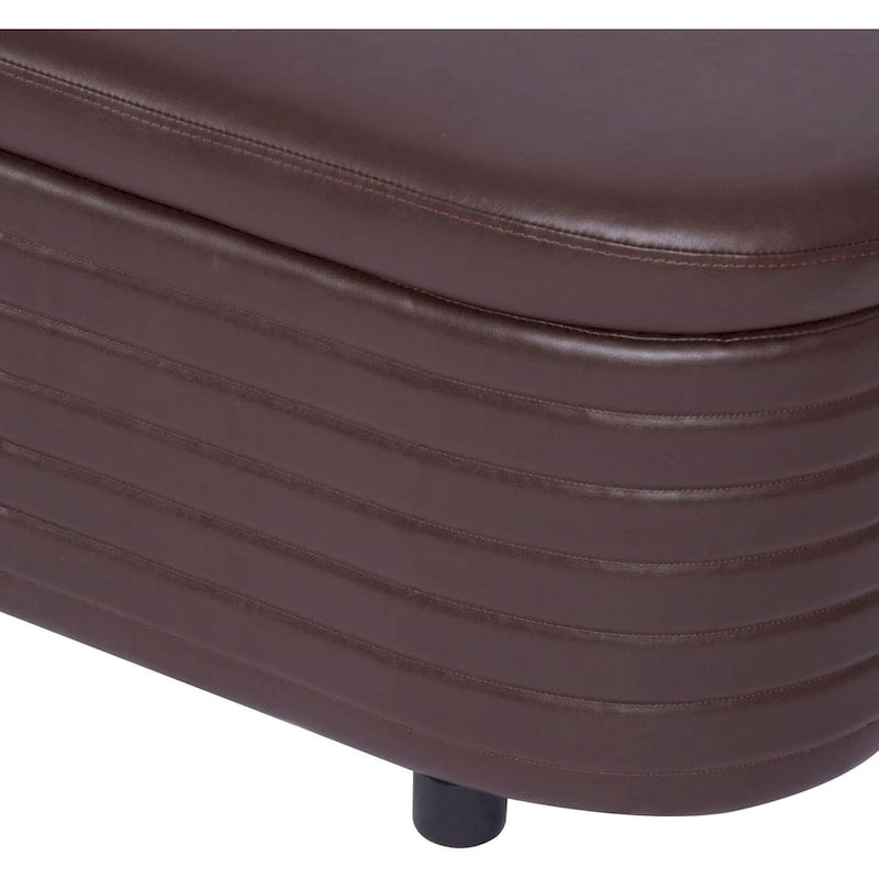 Banc de rangement en cuir PU avec pieds en bois massif pour chambre et salon