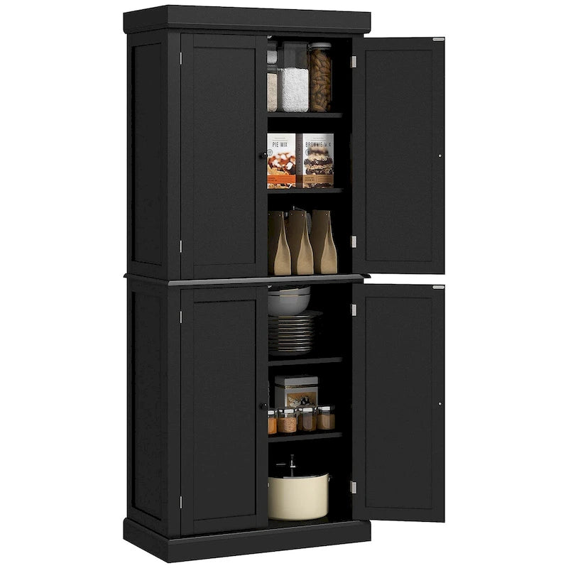 Meuble de cuisine autoportant de 184 cm avec 4 portes et étagères réglables