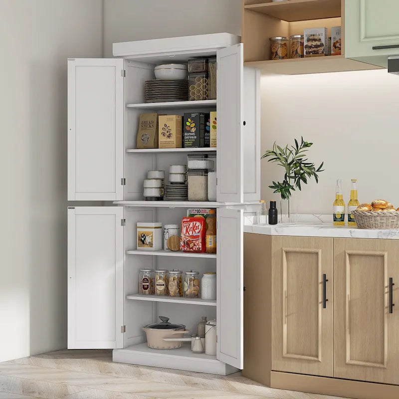Meuble de cuisine autoportant de 184 cm avec 4 portes et étagères réglables