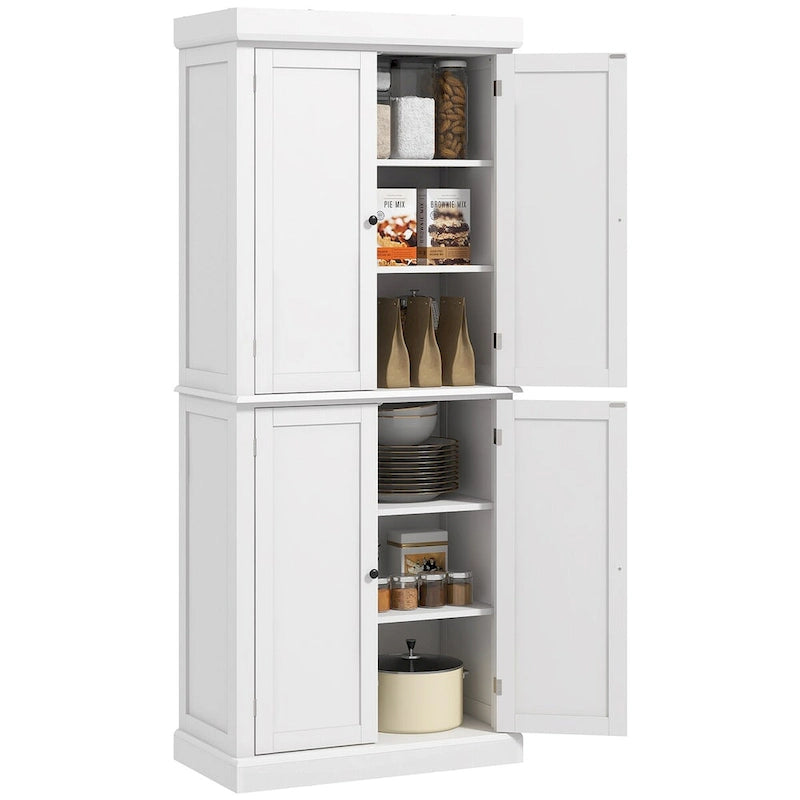 Meuble de cuisine autoportant de 184 cm avec 4 portes et étagères réglables