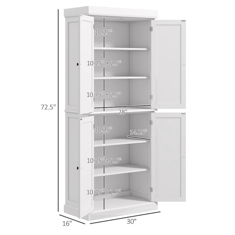 Meuble de cuisine autoportant de 184 cm avec 4 portes et étagères réglables