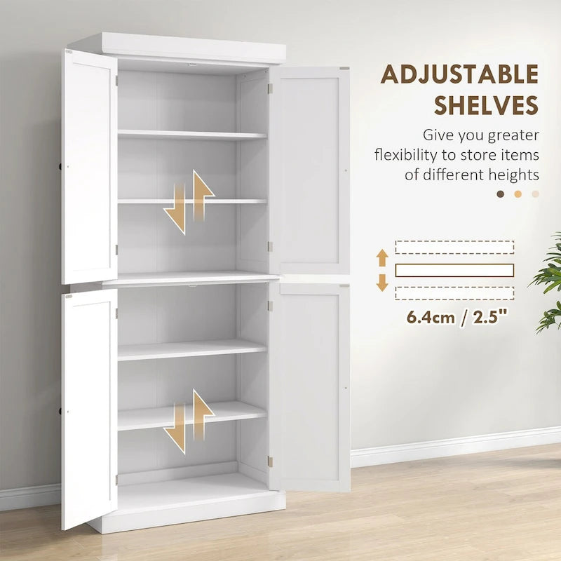 Meuble de cuisine autoportant de 184 cm avec 4 portes et étagères réglables