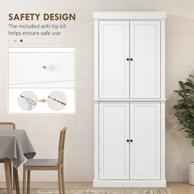 Meuble de cuisine autoportant de 184 cm avec 4 portes et étagères réglables