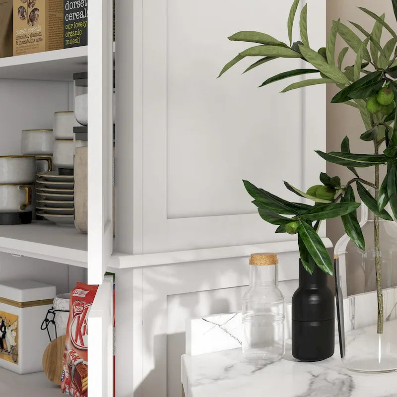 Meuble de cuisine autoportant de 184 cm avec 4 portes et étagères réglables