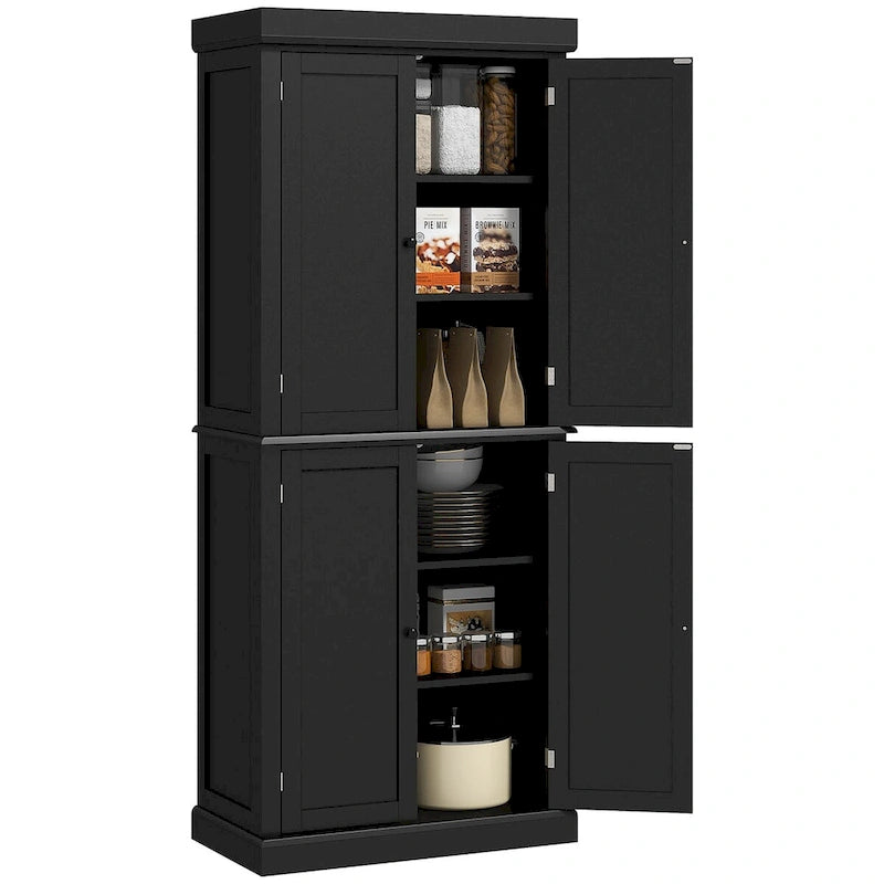 Meuble de cuisine autoportant de 184 cm avec 4 portes et étagères réglables