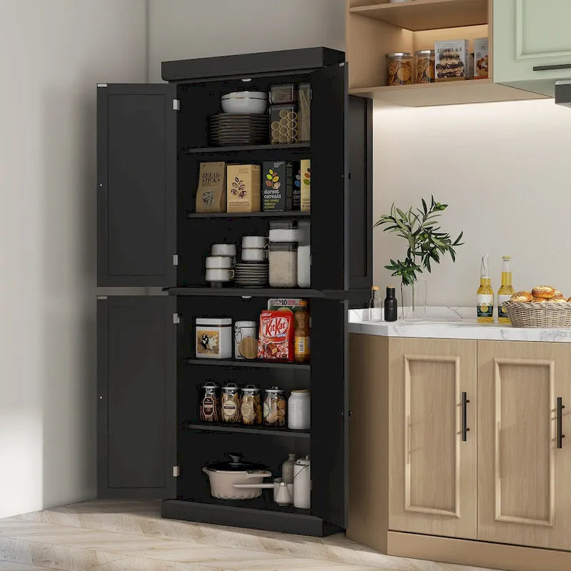 Meuble de cuisine autoportant de 184 cm avec 4 portes et étagères réglables