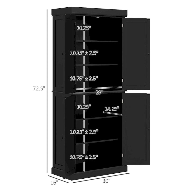Meuble de cuisine autoportant de 184 cm avec 4 portes et étagères réglables