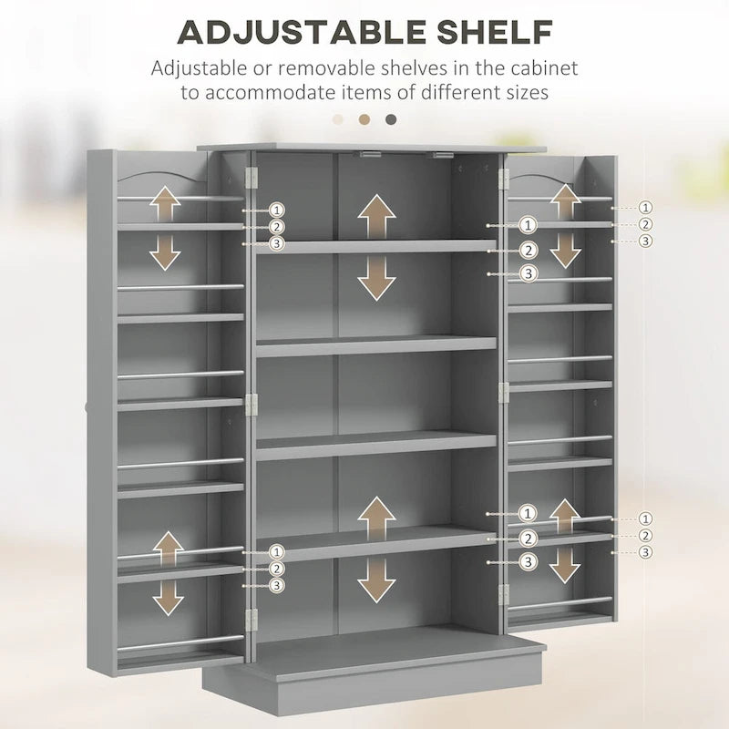 Meuble de cuisine autoportant de 184 cm avec 4 portes et étagères réglables