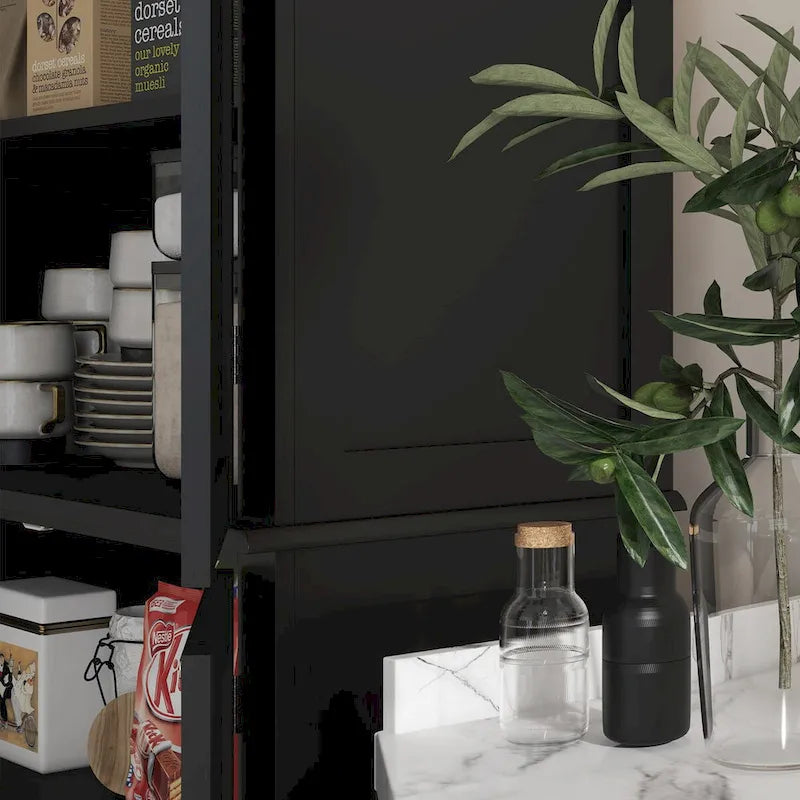 Meuble de cuisine autoportant de 184 cm avec 4 portes et étagères réglables